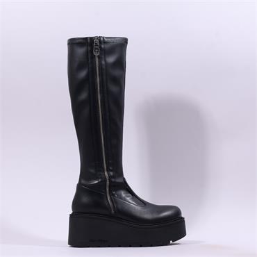 Marco Moreo Vale Side Zip Knee High - Black Leather
